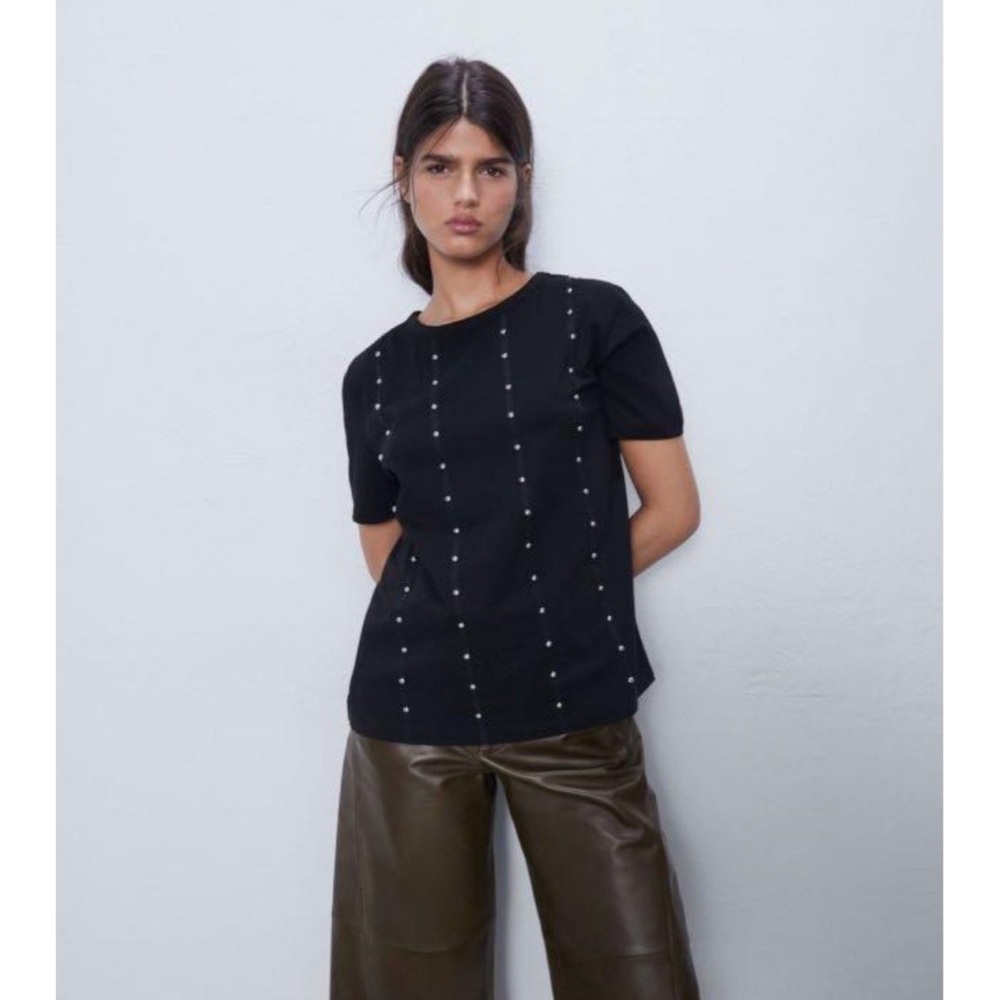 Zara metallic studs t-shirt